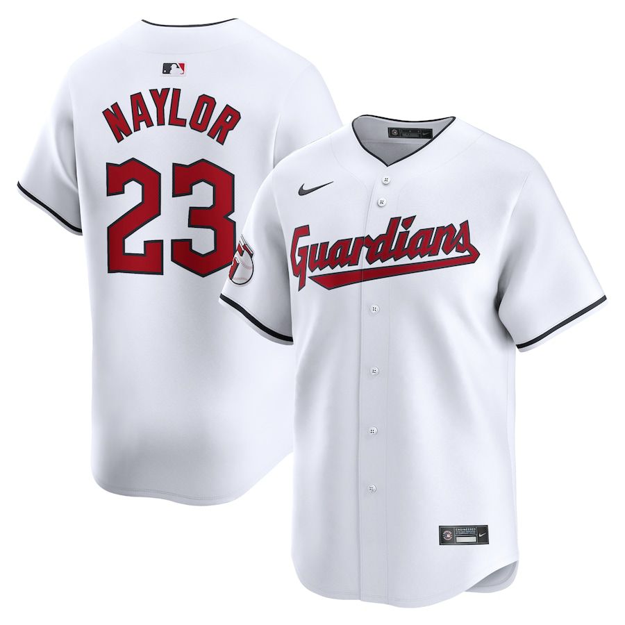 Men Cleveland Guardians 23 Bo Naylor Nike White Home Limited Player MLB Jersey
